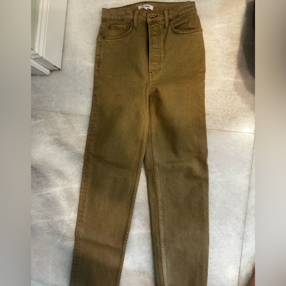 Re/done green stovetop jeans